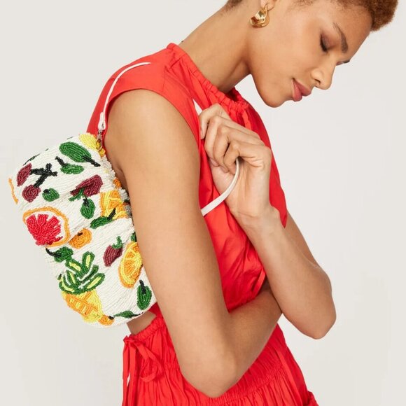 New Staud Beaded Bean Fruit Salad Shoulder Bag/Convertible Clutch NWT - Picture 5 of 14